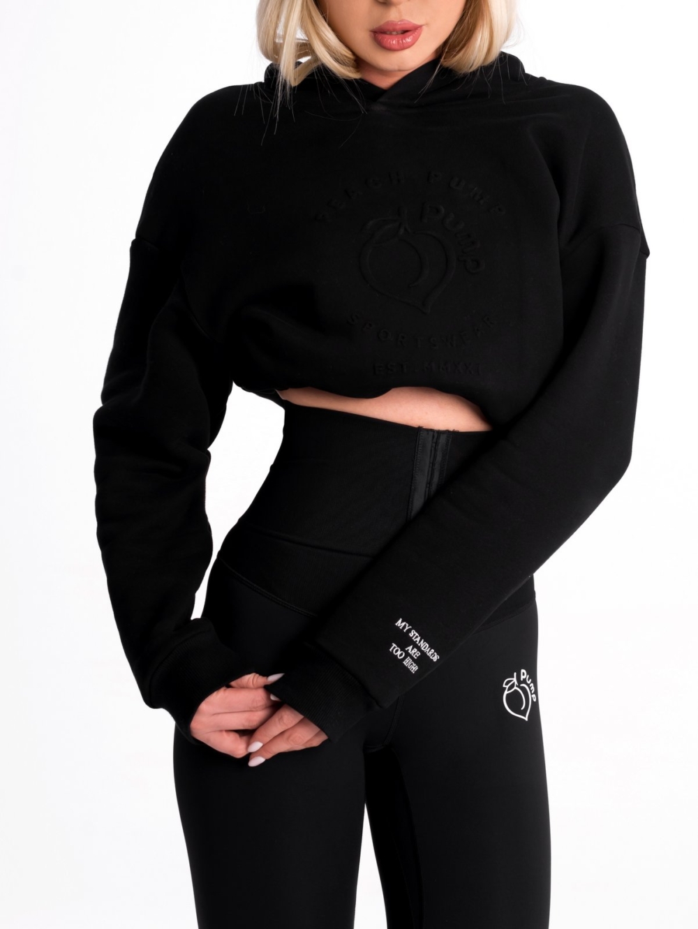 Черен клин с корсет и висока талия, стягащ от Peach Pump