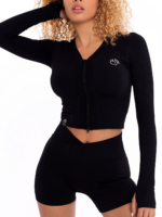 черна блуза за спорт с отвор на палците