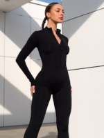 Sporty black overalls with zipper and Peach Pump logo