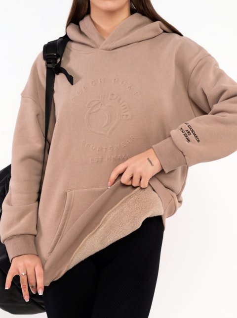 Спортен суитчър с плюшена подплата и бродиран надпис на ръкава