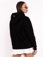 Зимно худи в черен цвят с гумирано лого Peach Pump