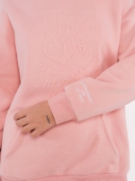 Суитчър с бродерия на ръкава и ватирана подплата в розово