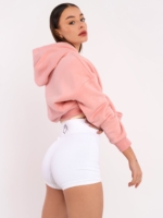 Спортен зимен суитчър с голяма качулка в розово