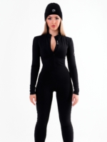 Sporty black jumpsuit with zipper