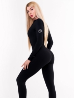 Black body shaping jumpsuit with soft fleece lining