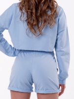 Сини дамски шорти от памук подходящи за тренировка или разходка