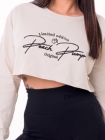 Бежова спортна блуза с ефектна 3D бродерия в предната част