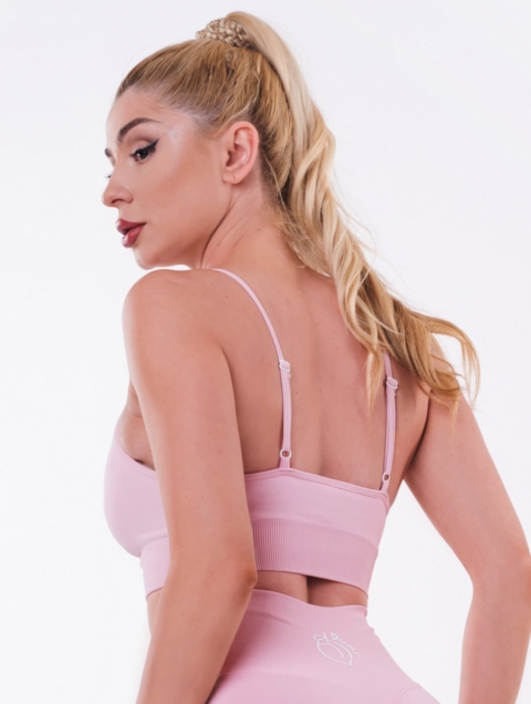 Розово спортно безшевно бюстие с регулиращи се презрамки