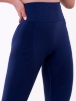 Ženske bešavne sportske tajice u tamnoplavoj boji s visokim strukom