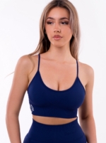 Bustieră sport fără cusături, cu căptușeală, de culoare albastru închis