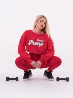 Bluză sport crop top de damă de culoare roșie cu broderie 3D modernă Peach Pump