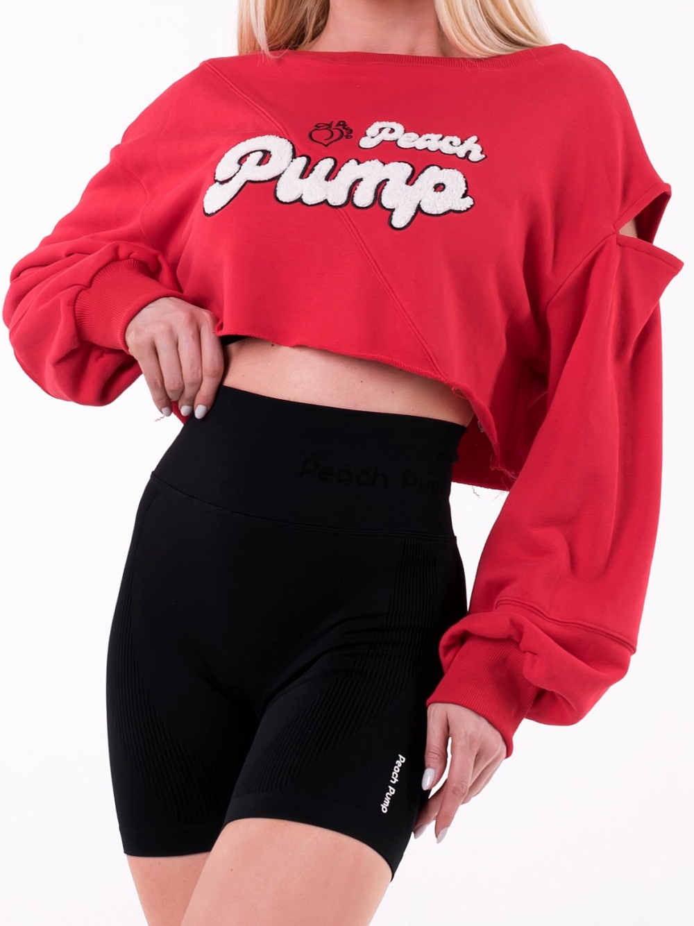 Bluză roșie, rop top de damă, cu mâneci largi și broderie moale