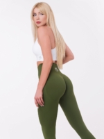 Εντυπωσιακό γυναικείο αθλητικό κολάν για γυμναστική και γιόγκα σε λαδί χρώμα