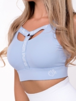 Модерно синьо спортно бюстие с надписи Peach Pump Y