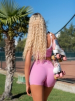 Къс оформящ клин в розово с лого "Peach Pump"