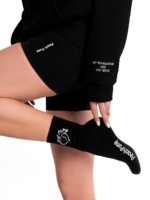 Черни спортни чорапи с бели линии от памук