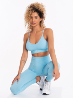 Set colanți și bustieră albastru deschis cu efect Push-up