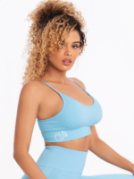 Világoskék sportmelltartó push-up betétekkel