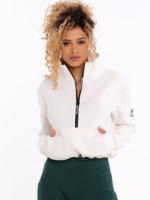 Sportovní bílá mikina na přední zip s nápisem Peach Pump