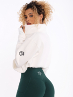 Sportovní bílá mikina s vyšívaným černým logem Peach Pump