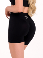 Fekete, rövid női leggings közepes derékmagassággal és formáló hatással