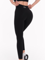 Czarne damskie legginsy sportowe wykonane z elastycznego materiału