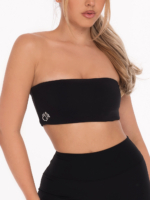 Sutien sport negru fără bretele cu căptușeală