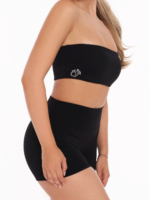 Bustieră sport neagră, la modă, cu căptușeală detașabilă, tip brigitte