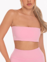 Różowy biustonosz sportowy, bez ramiączek, z wyjmowanymi wkładkami