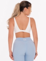 Бяло изрязано секси бюстие с дълбоко V деколте и интересен гръб