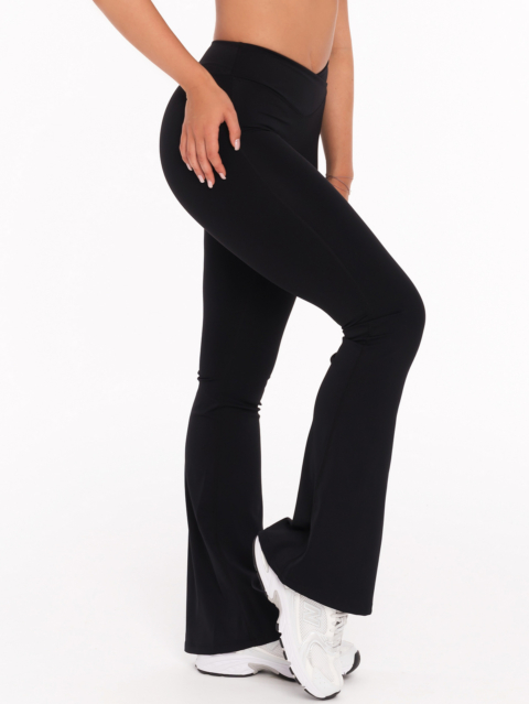 Черен дамски спортен клин за фитнес със средна талия V