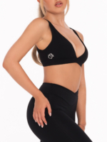 Черно спортно бюстие с подплънки и V деколте