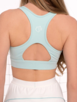 Спортно синьо бюстие със секси дизайн и подплънки, които могат да се махат