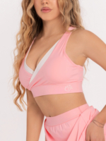Спортно розово бюстие с дълбоко V деколте и подплънки, които могат да се свалят