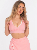 Bustieră sport roz cu căptușeală și decolteu adânc sexy
