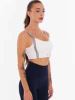 Бяло спортно бюстие с подплънки и надписи Peach Pump по дължината