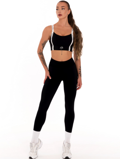 Черно спортно бюстие с подплънки с повдигащ ефект Peach Pump