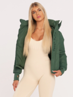 Модерно зимно дамско спортно яке с качулка и бродерия Peach Pump в предната част