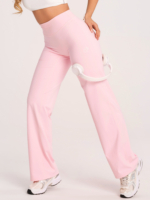 Ružové športové legíny so širokými nohavicami na fitness